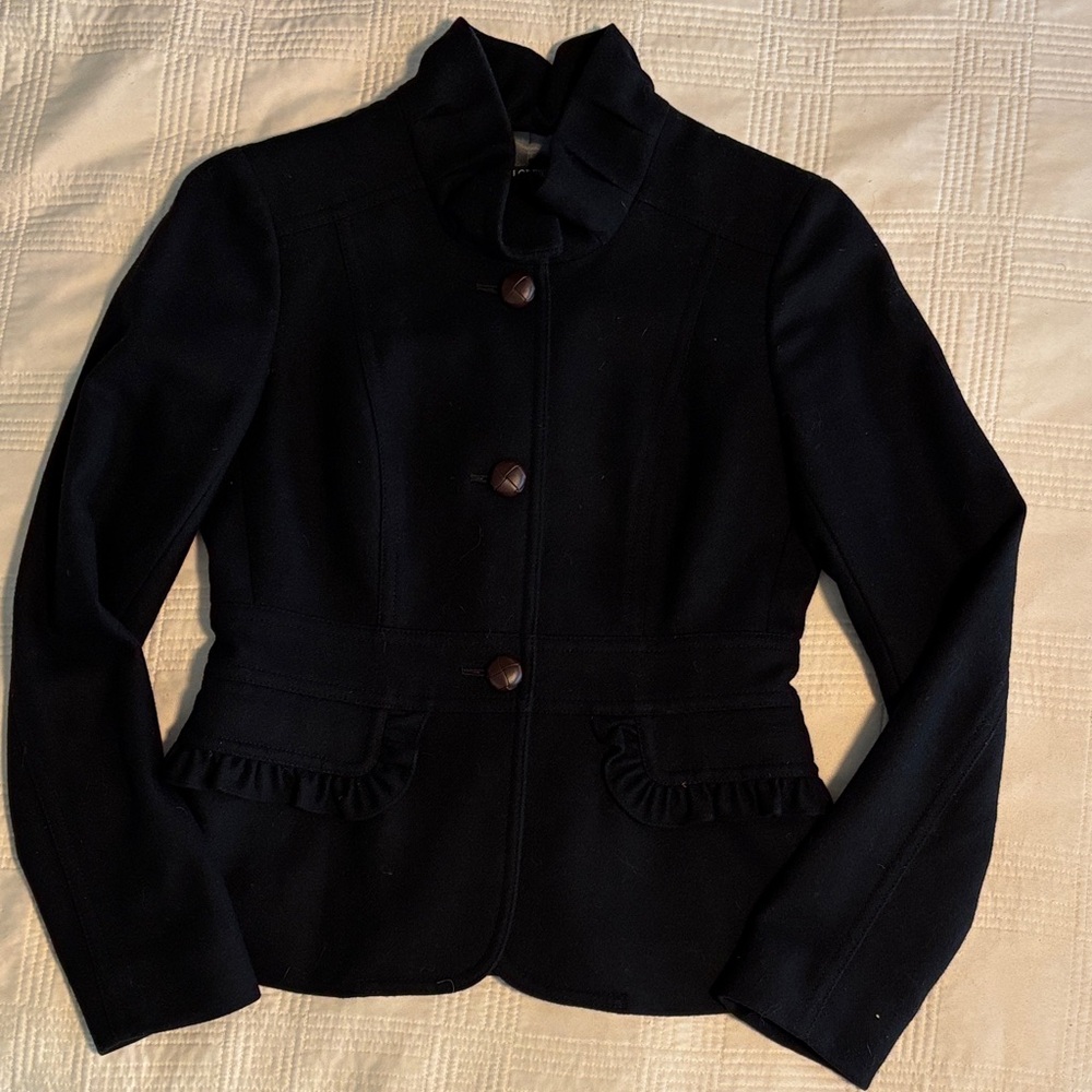 J. Crew Black Women's Blazer with Ruffle Detail